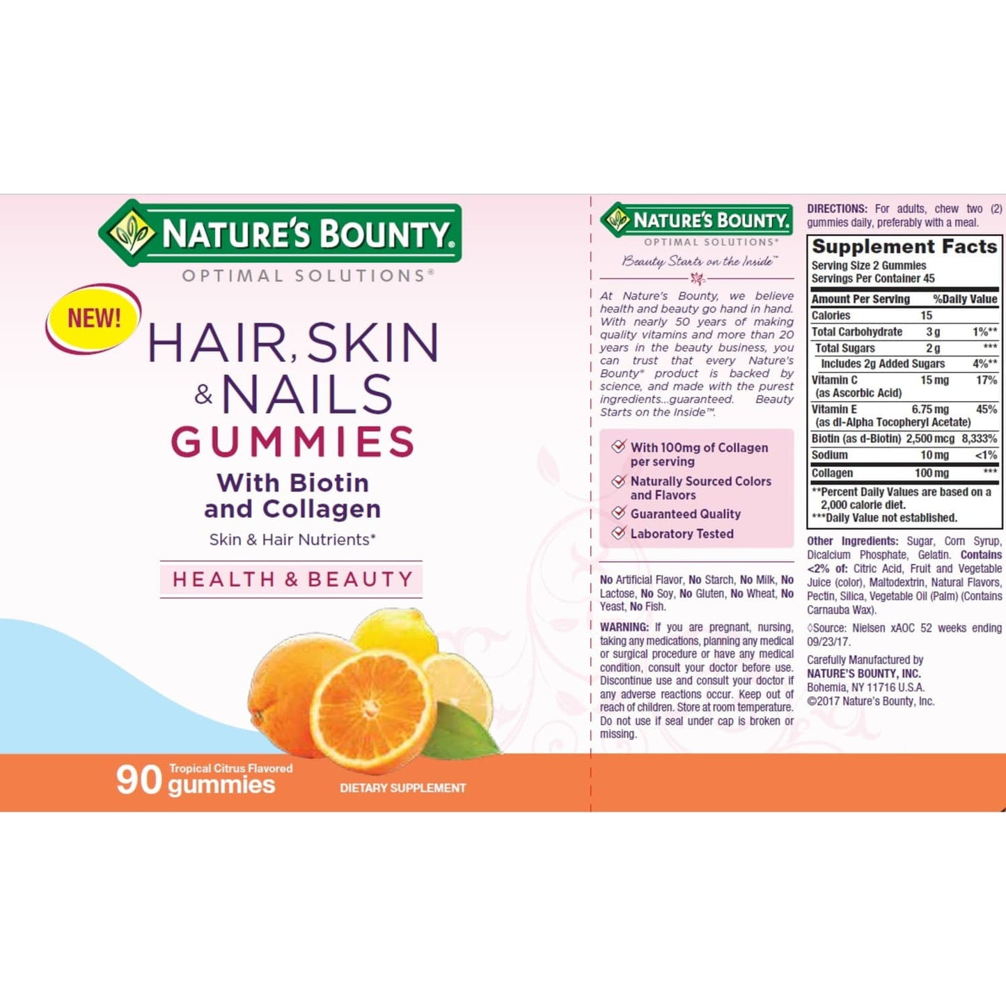 HAIR SKIN & NAILS GUMMIES COLLAGEN & BIOTIN - NATURE'S BOUNTY