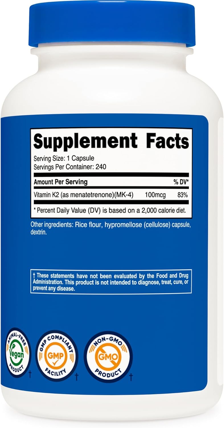 Nutricost Vitamin K2 (MK4) 240 Capsulas (100mcg) - NUTRICOST