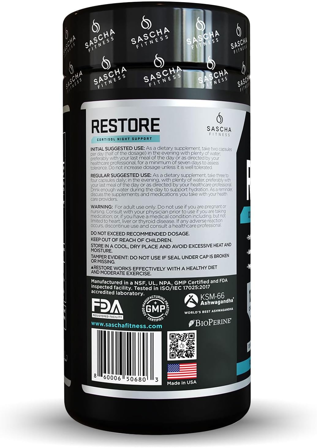 RESTORE - CORTISOL NIGHT SUPPORT - SASCHA FITNESS
