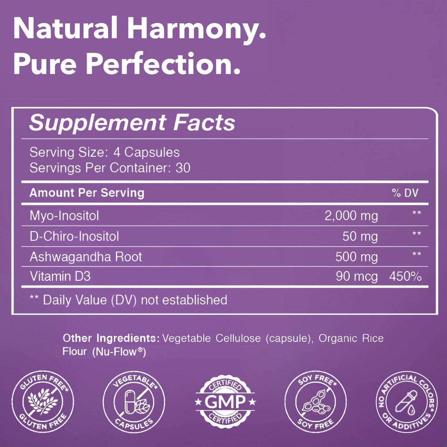 Myo y D-Chiro Inositol con Ashwagandha y Vitamina D3 - Intimate Rose