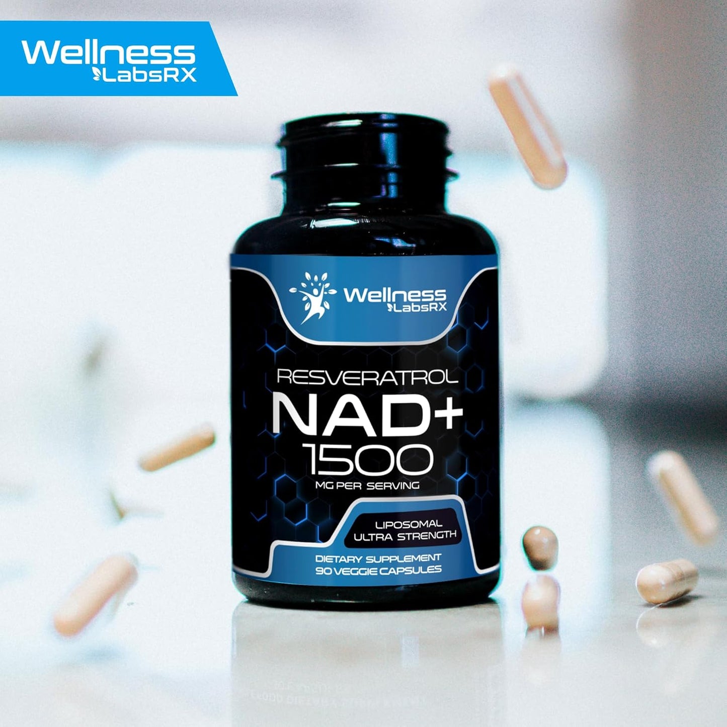 NAD 1500mg + Resveratrol Liposomal Ultra Fuerte - Wellness LabsRX