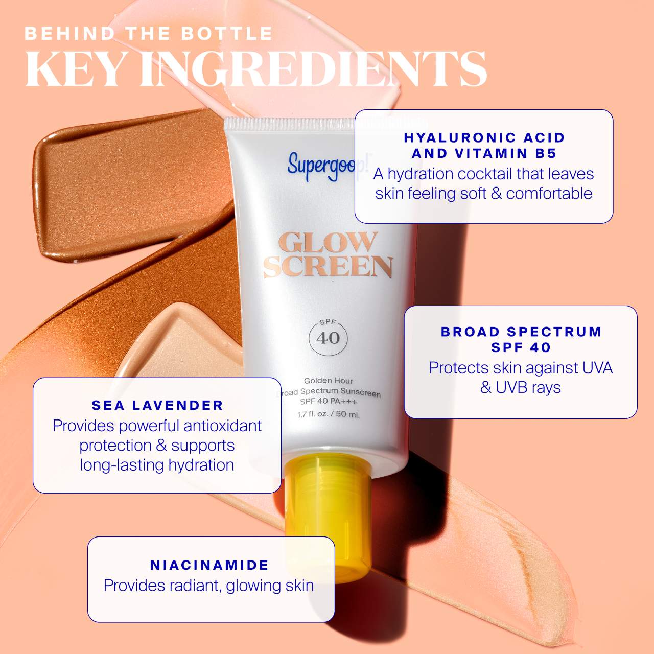 Glowscreen SPF 40 Sunscreen with Hyaluronic Acid + Niacinamide - Supergoop!