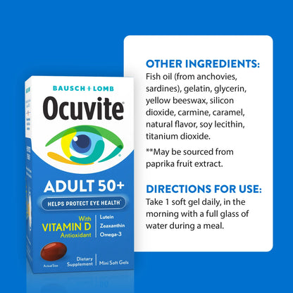 Ocuvite Adulto 50+ (Luteína, Zeaxantina y Omega 3) - Ocuvite