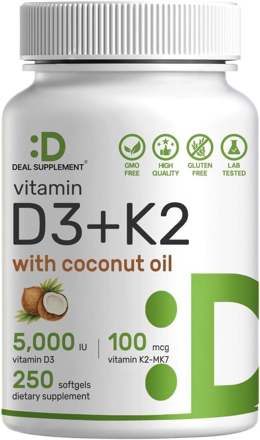 D3 + K2 5,000iu - Deal Suplement 250softgel