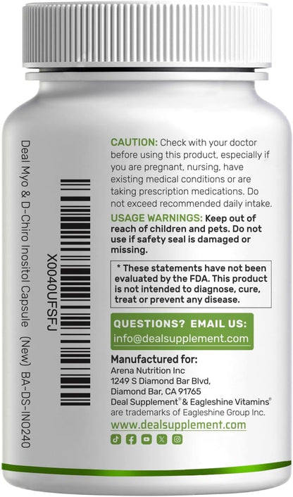 Myo & D-Chiro Inositol 2050mg (con Metilfolato y D3) - Deal Supplement