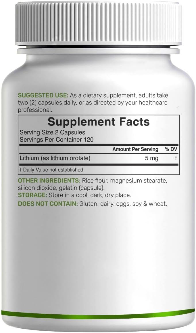 Orotato de Litio 5mg (Altamente Biodisponible) - Deal Supplement