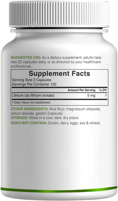 Orotato de Litio 5mg (Altamente Biodisponible) - Deal Supplement