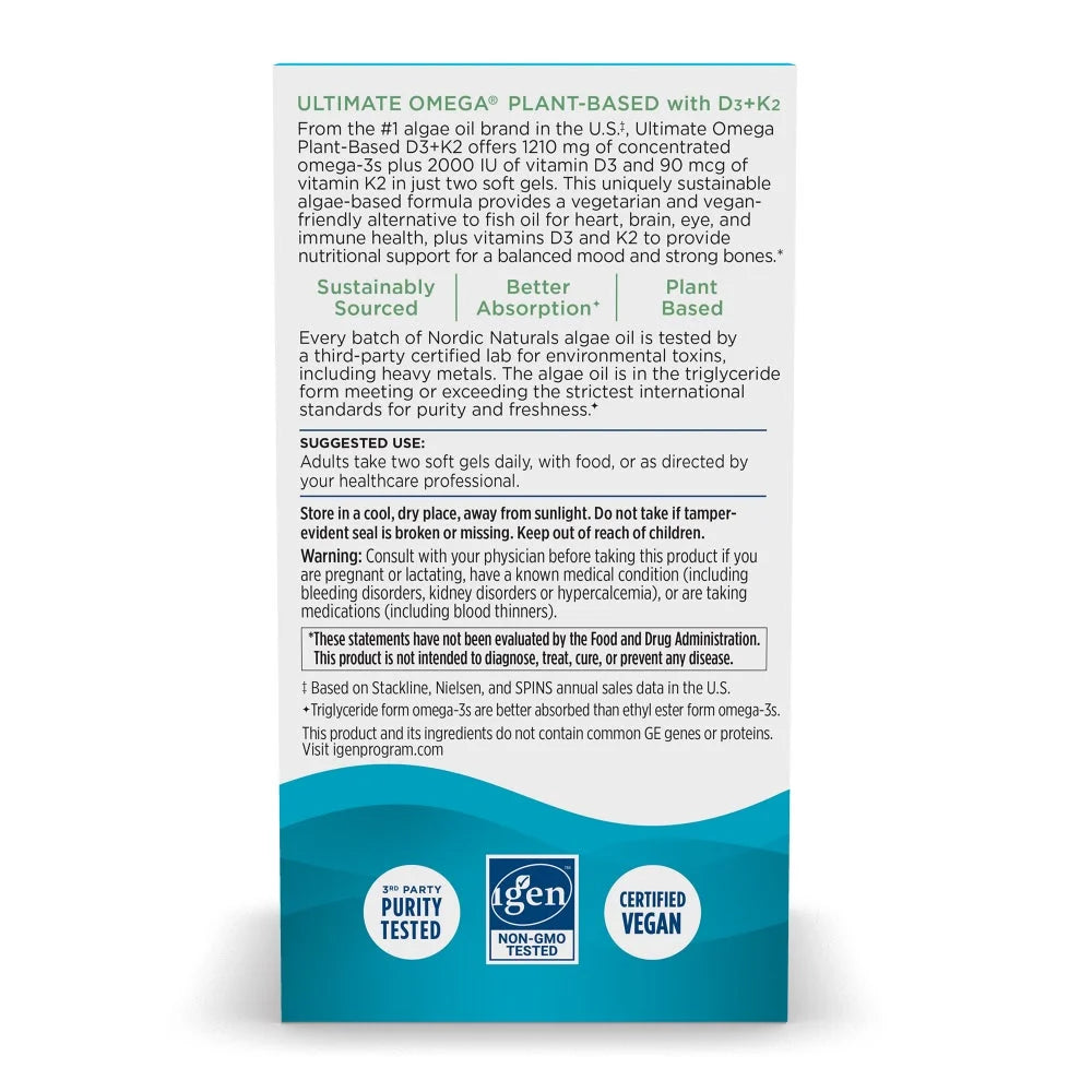 Ultimate Omega (con D3+K2) Plant-Based - Nordic Naturals