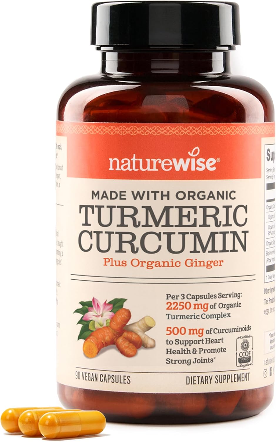 Cúrcuma Curcumina Orgánica (+Gengibre y Bioperina) - NatureWise