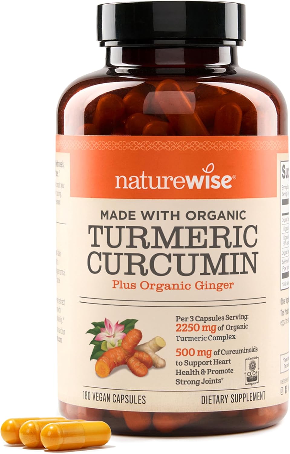 Cúrcuma Curcumina Orgánica (+Gengibre y Bioperina) - NatureWise