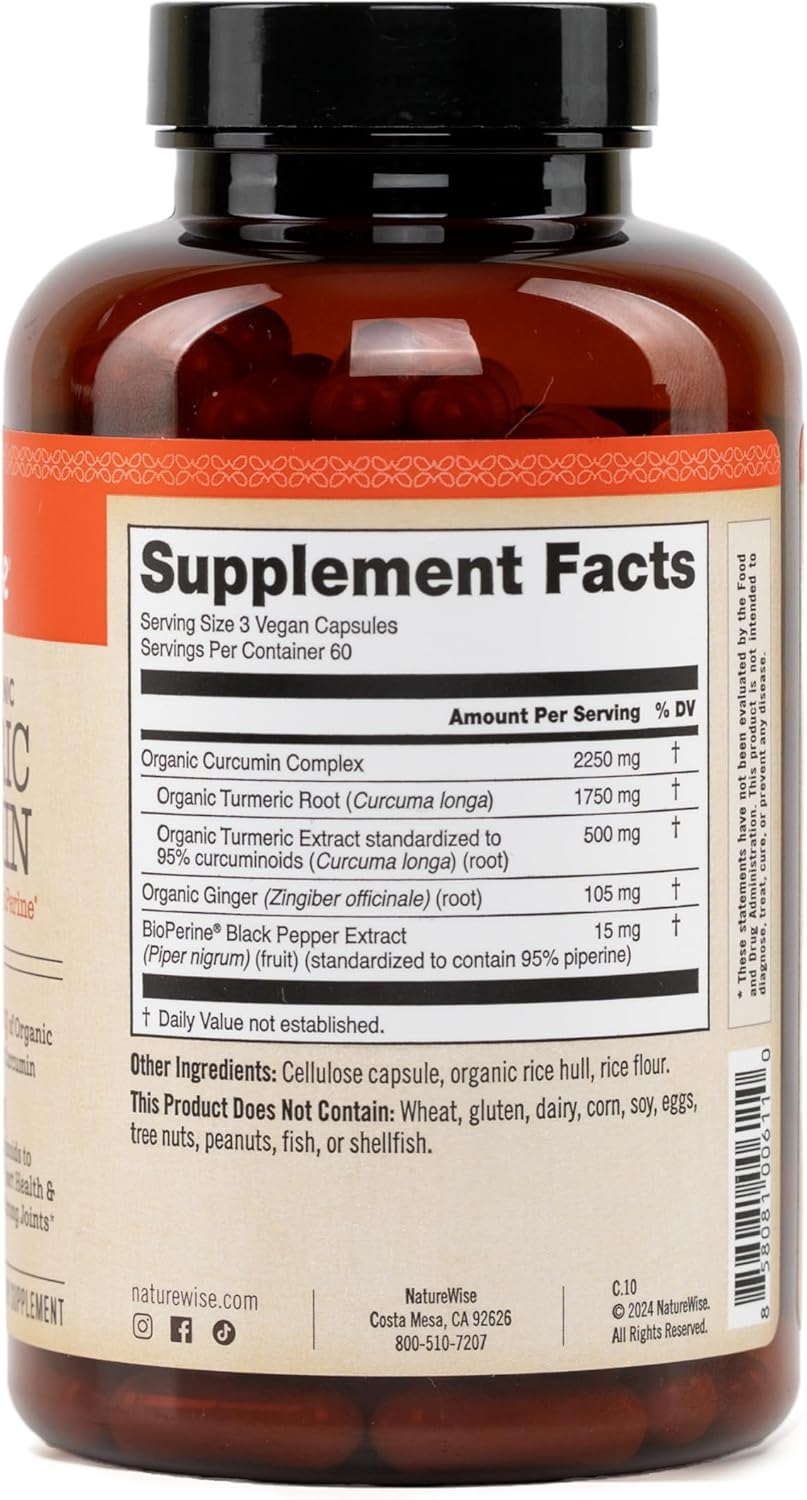 Cúrcuma Curcumina Orgánica (+Gengibre y Bioperina) - NatureWise