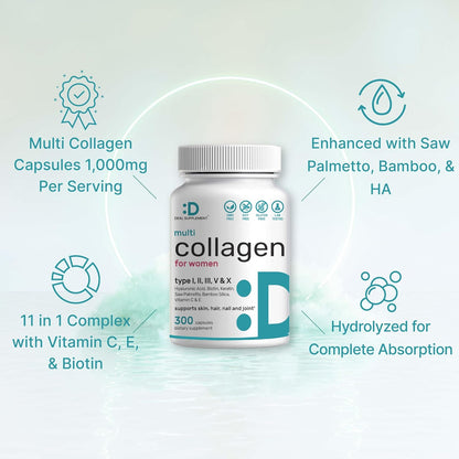 Multi Colágeno /Tipo I,II,III,V,X) para Mujeres - Deal Supplement