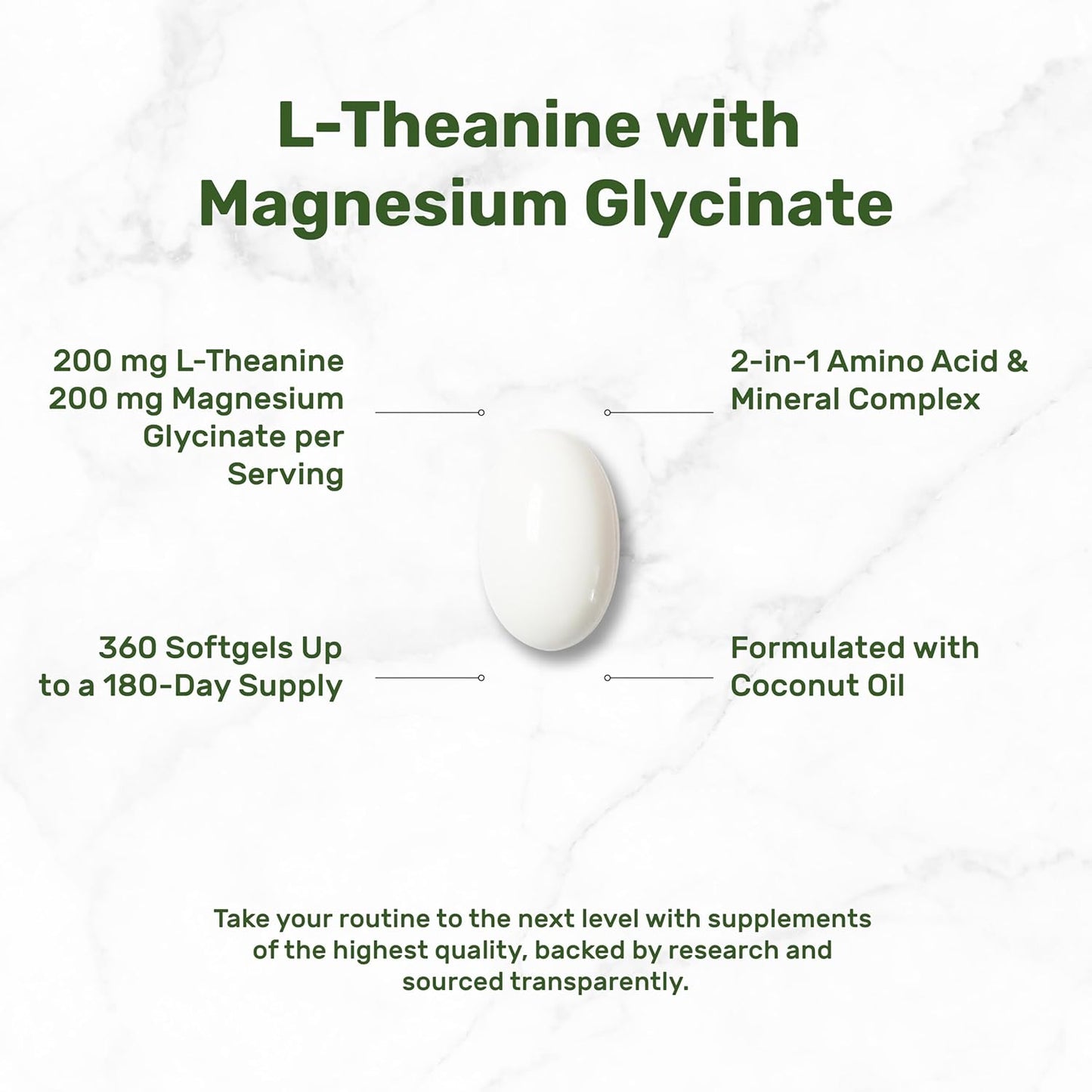 L-Teanina 200mg (con Glicinato de Magnesio 200mg y Aceite de Coco) - Deal Supplement