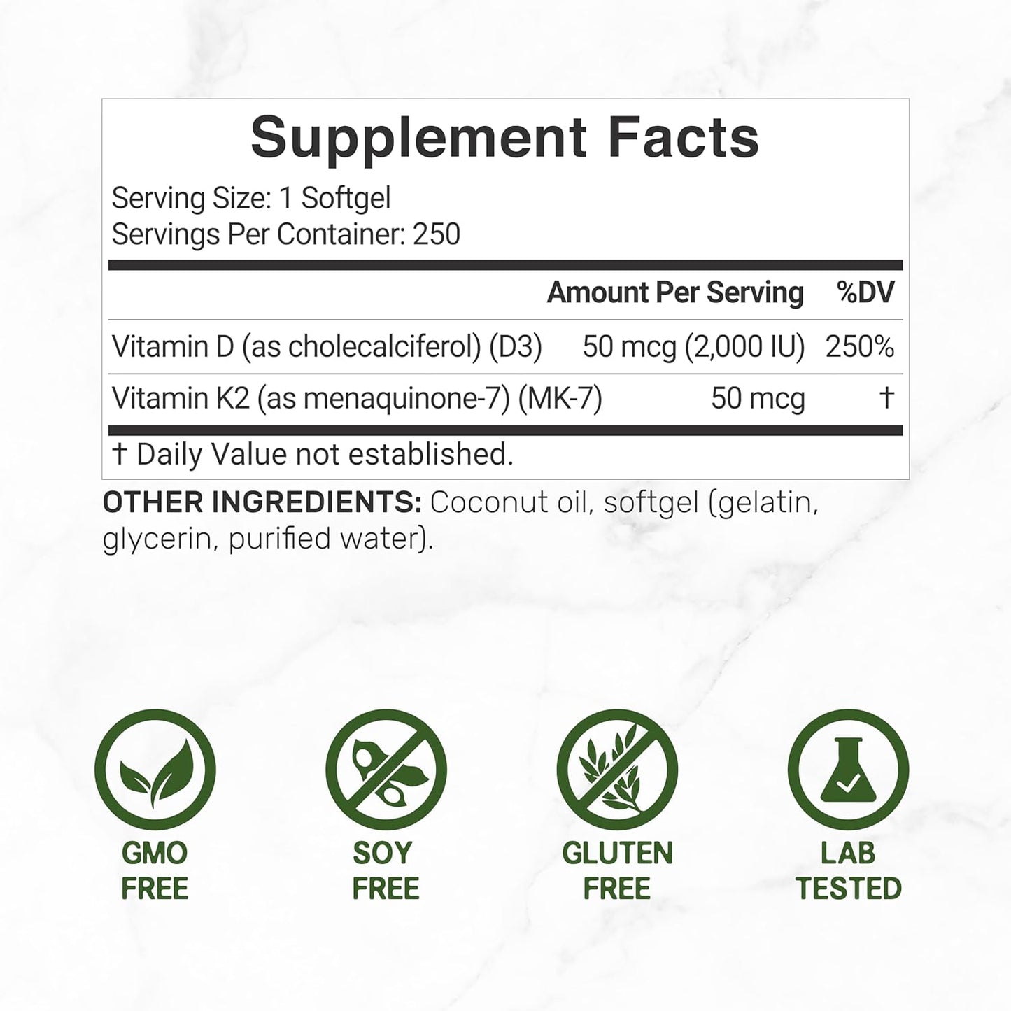 D3 + K2 2,000iu - Deal Suplement 250softgel