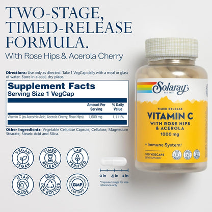 Vitamin C 1000mg - w/Rose HIPS and Acerola - Solaray