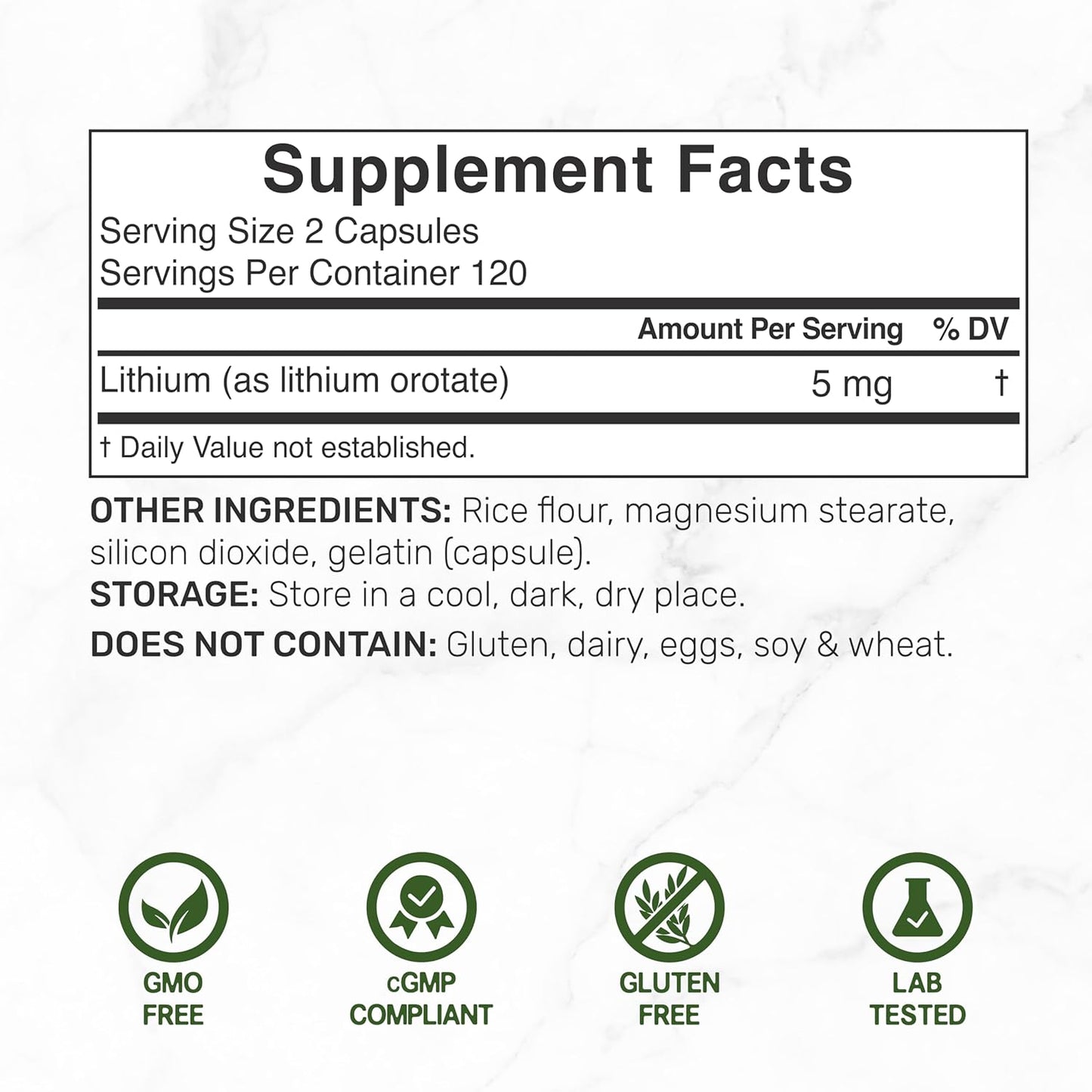Orotato de Litio 5mg (Altamente Biodisponible) - Deal Supplement