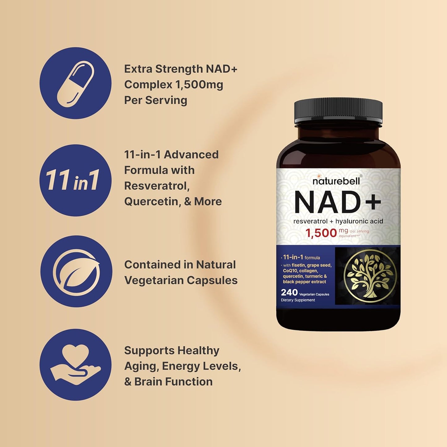 NAD 1500mg + Resveratrol + Acido Hialuronico