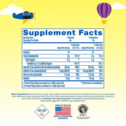 Immune C + Zinc y Vitamina D - L'il Critters