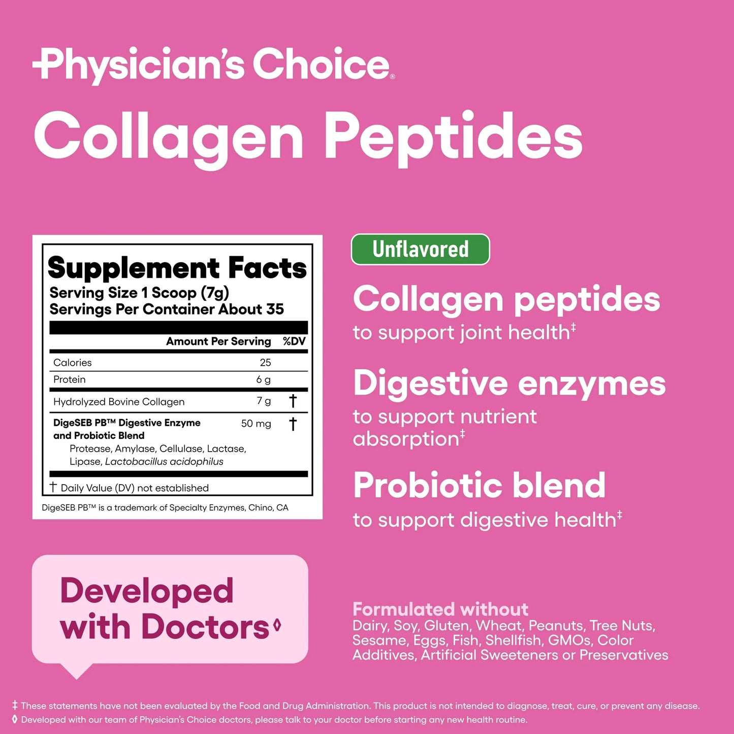 Péptidos de Colágeno con Probióticos+Enzimas (sin sabor) - Physicians Choice