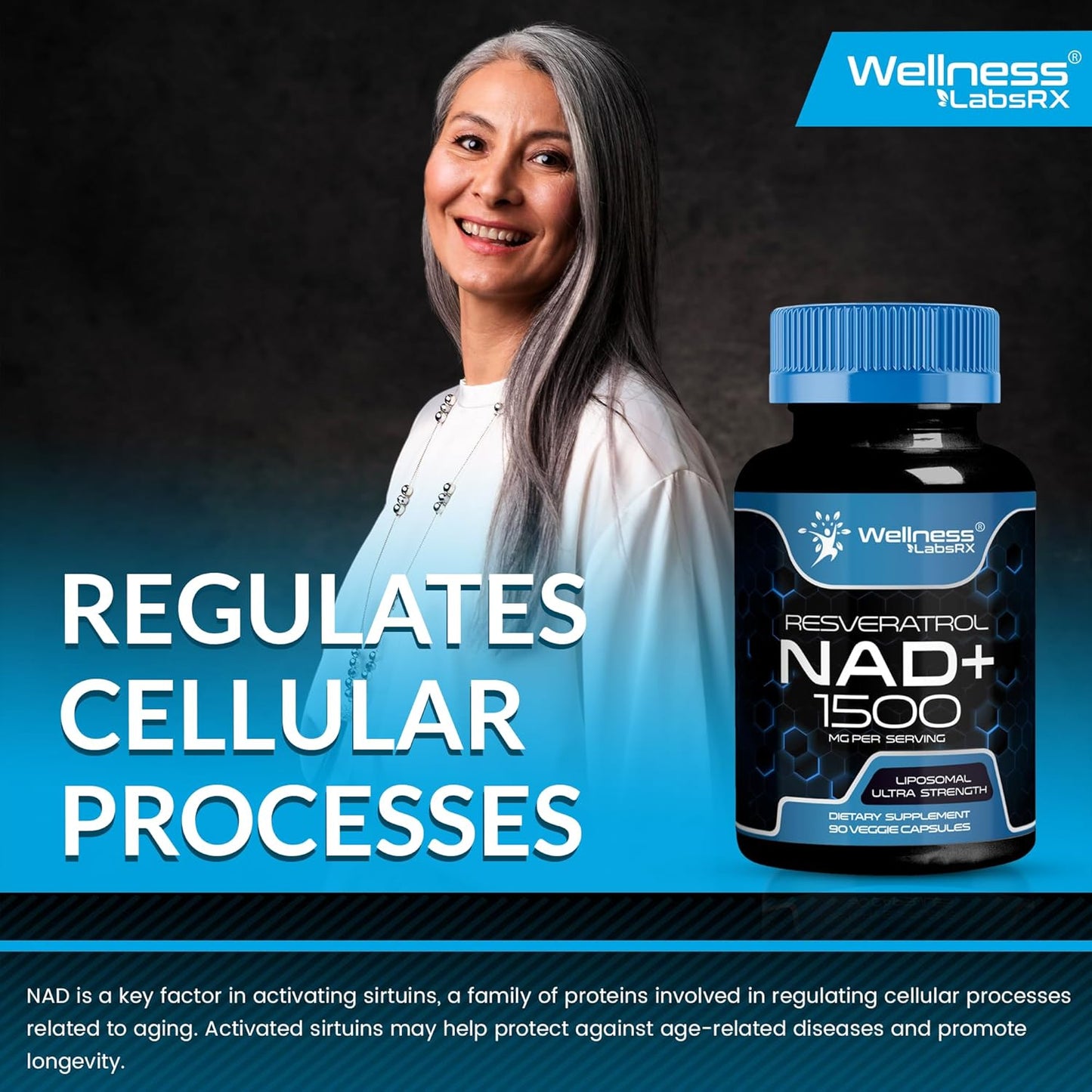 NAD 1500mg + Resveratrol Liposomal Ultra Fuerte - Wellness LabsRX
