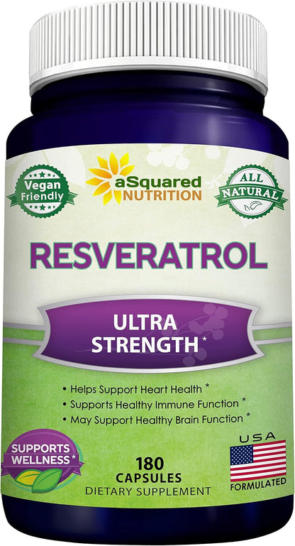 Resveratrol 1000mg Max Strength (180 Capsules) - aSquared Nutrition