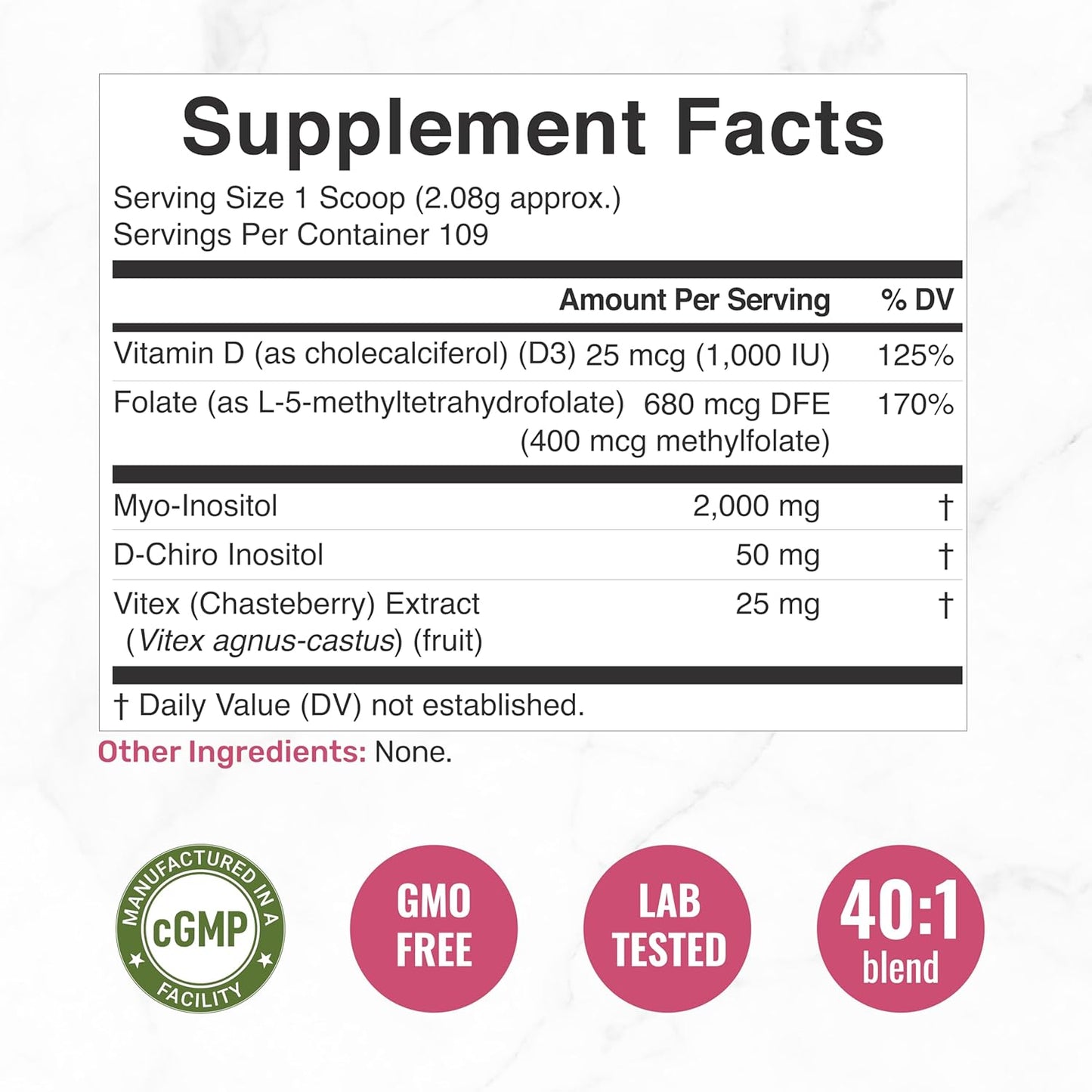 Polvo Myo & D-Chiro Inositol para Mujeres (Folato, Vitamina D3 y Vitex) - Deal Supplement