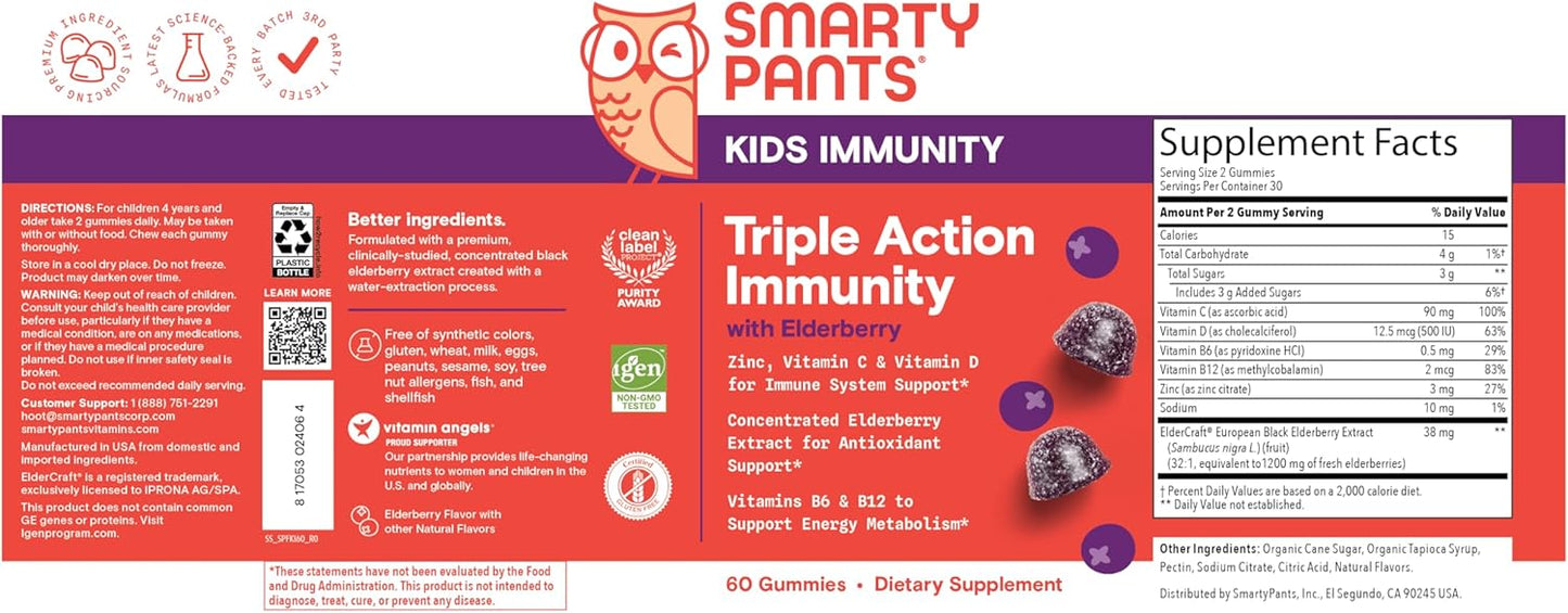 Kids Triple Action Immunity (con Elderberry) - Smarty Pants