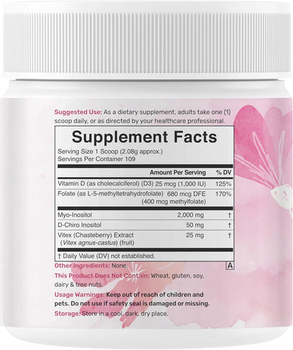 Polvo Myo & D-Chiro Inositol para Mujeres (Folato, Vitamina D3 y Vitex) - Deal Supplement