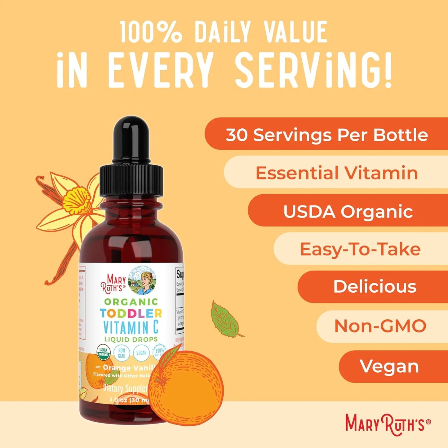 Organic Toddler Vitamin C Liquid Drops - Mary Ruth's