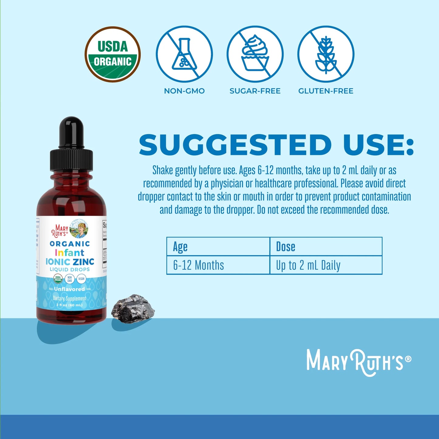 Organic Infant Ionic Zinc Liquid Drops - Mary Ruth's
