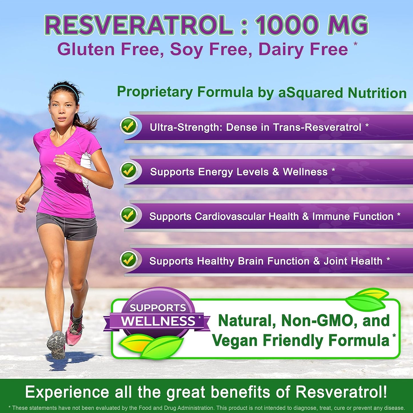 Resveratrol 1000mg Max Strength (180 Capsules) - aSquared Nutrition