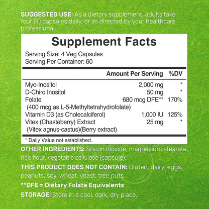 Myo & D-Chiro Inositol 2050mg (con Metilfolato y D3) - Deal Supplement