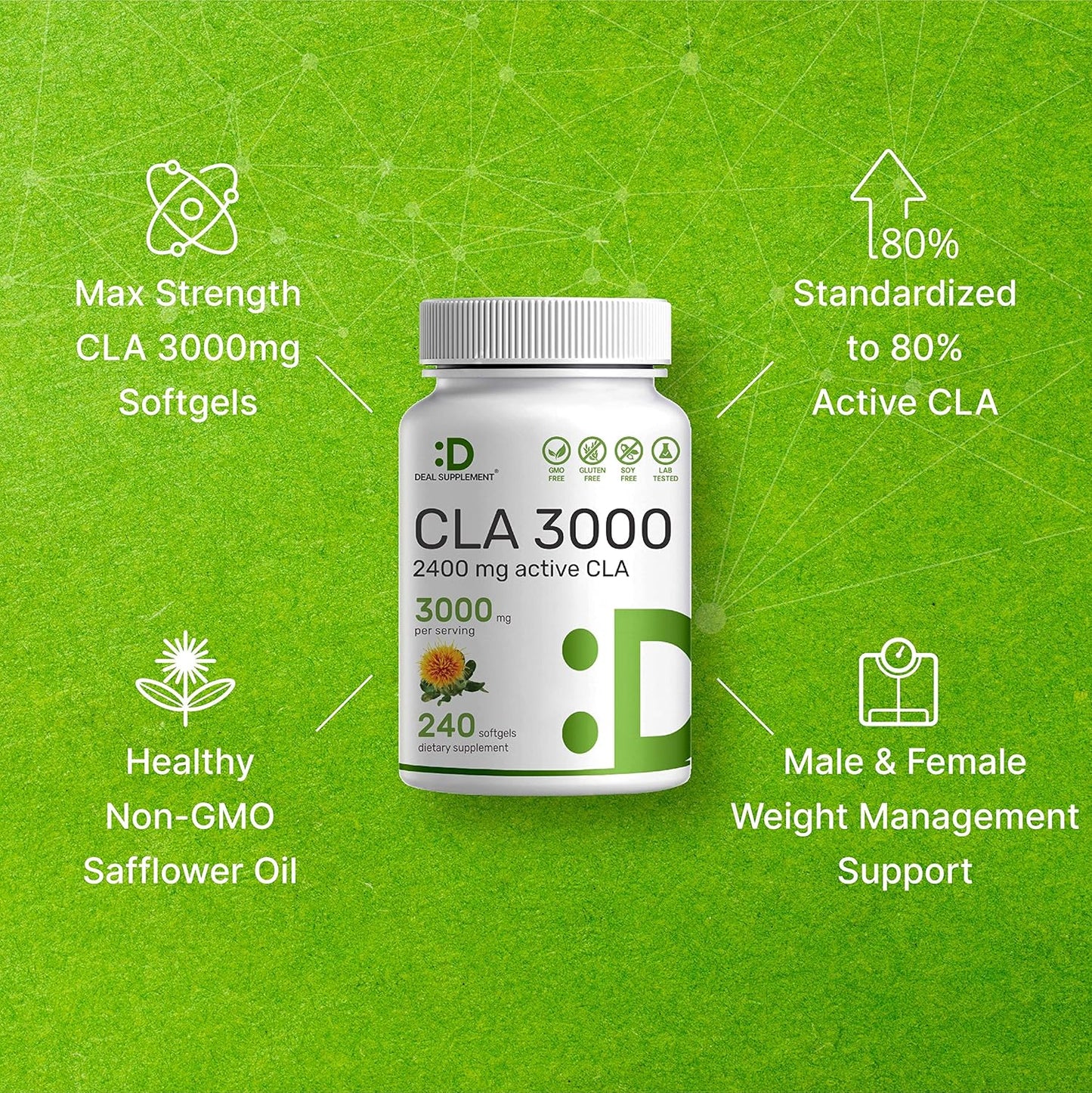 CLA 3000 mg (2400mg de CLA Activo) - Deal Supplement