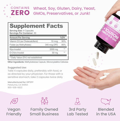 Myo & D-Chiro Inositol+ con Folato y vitamina D - Optify