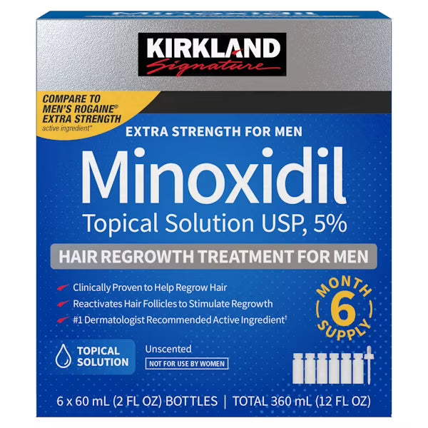 Minoxidil USP 5% para Hombre (6 x 60 mL) - Kirkland