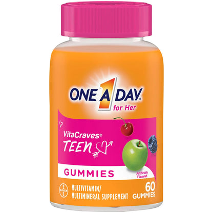 One A Day VitaCraves Adolescente - Gomitas Multivitamínicas con Vitaminas a, c, e, b3, b6, b12, Calcio y Vitamina D, 60 Uds