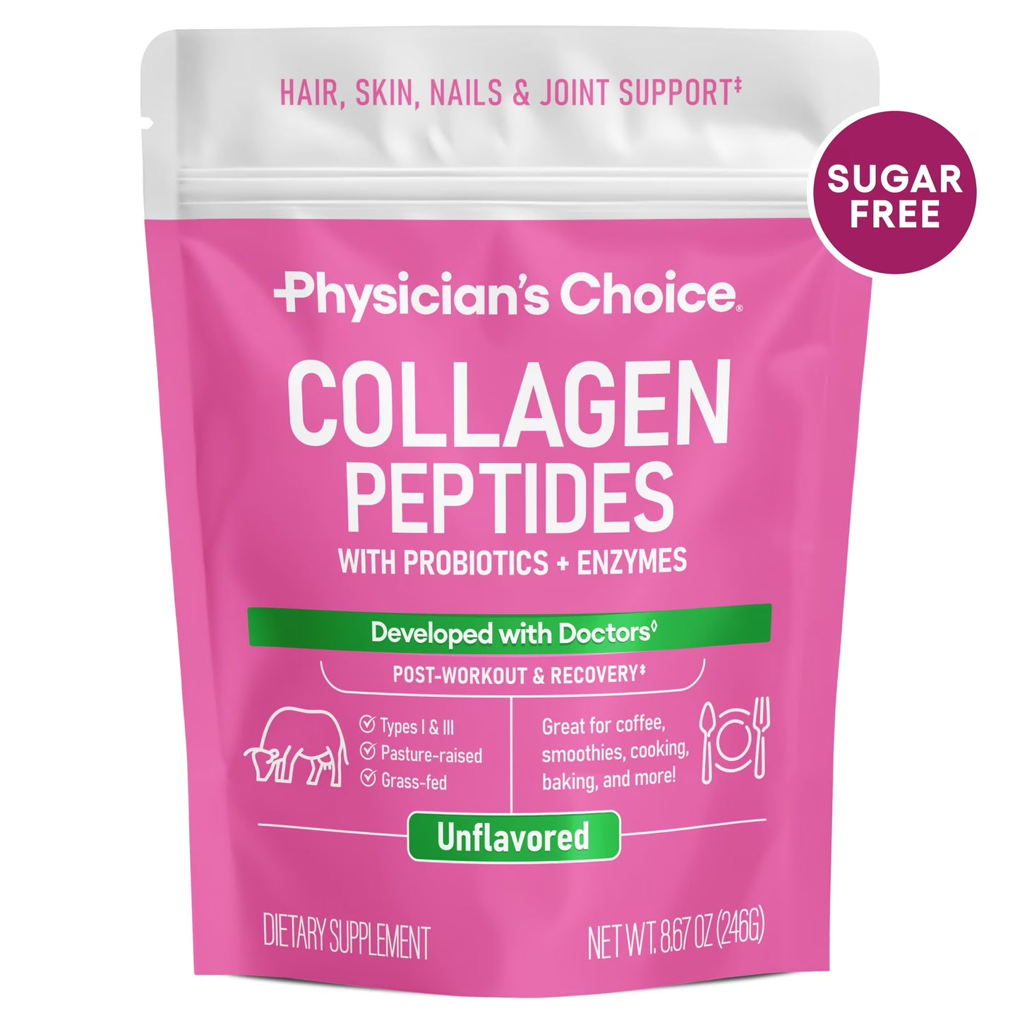 Péptidos de Colágeno con Probióticos+Enzimas (sin sabor) - Physicians Choice