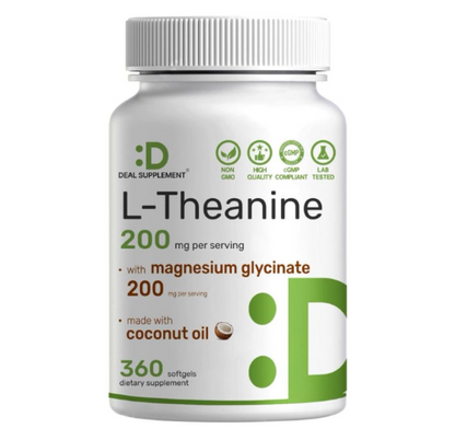 L-Teanina 200mg (con Glicinato de Magnesio 200mg y Aceite de Coco) - Deal Supplement