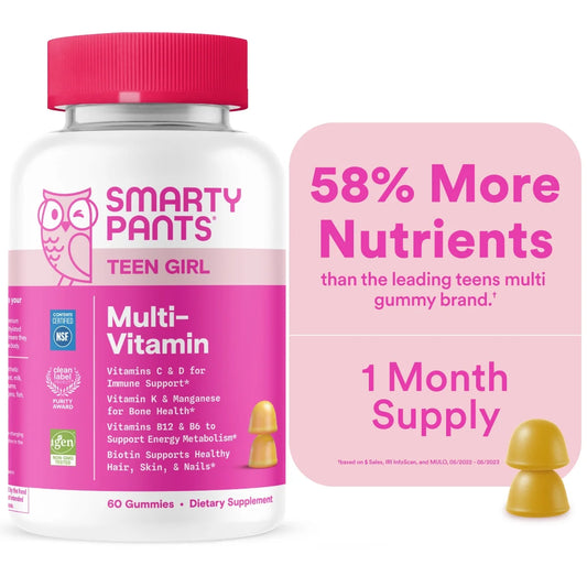 SmartyPants Teen Gomitas Multivitamínicas para Adolescentes con D3, C y B12 - 60 Unidades