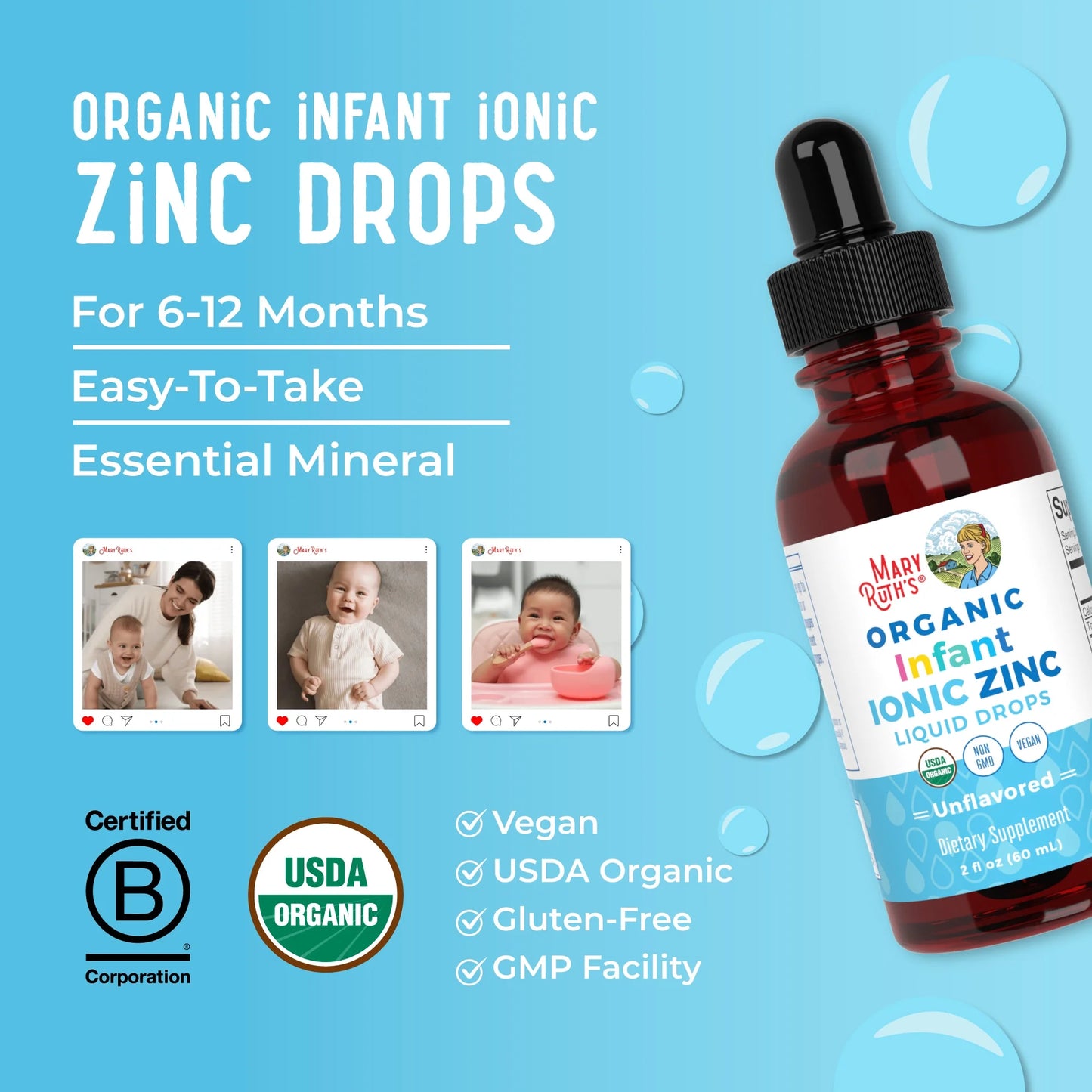 Organic Infant Ionic Zinc Liquid Drops - Mary Ruth's