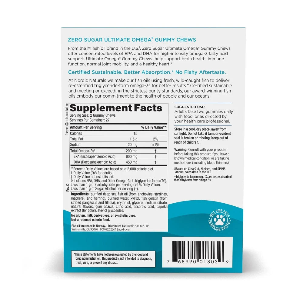 Ultimate Omega Zero Sugar Gummy Chews - Nordic Naturals