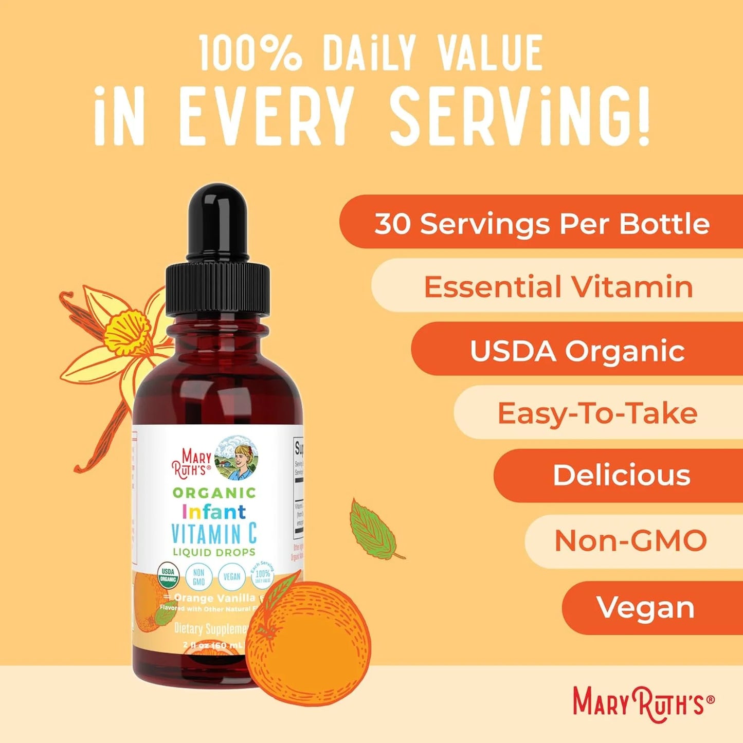 Organic Infant Vitamin C Liquid Drops - Mary Ruth's